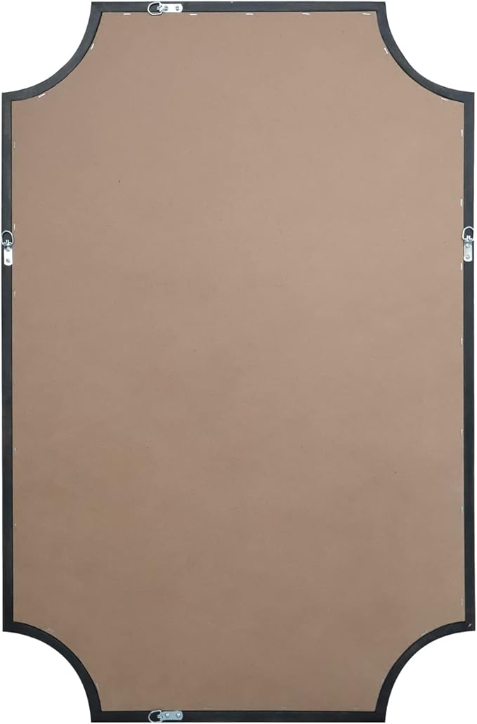 WallBeyond 24" x 36" Full Scalloped Corners Arch Rectangle Wall Mirror with Wood Frame for Entryway, Living Room or Bedroom Home Decor - Light Woodgrain [24" x 36" Black]