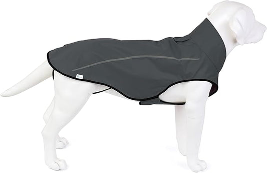 Mile High Life Dog Raincoat, Adjustable Waterproof Reflective Rain Jacket for Small Medium Large Dogs, Lightweight Breathable Pet Rain Coat with Leash Hole(Dark Gray,L Chest 32-40")