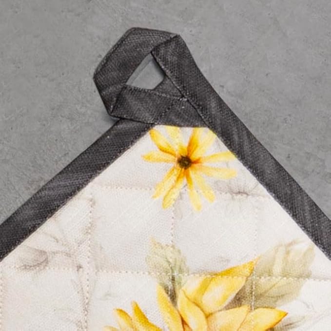 Maison d' Hermine Pot Holders Set 100% Cotton Heat Resistant Potholders 8" x 8" Hot Pads with Loop BBQ, Cooking, Baking, Grilling, Kitchen, Handling Hot Pans Spring/Summer (Pack of 2, Candice)