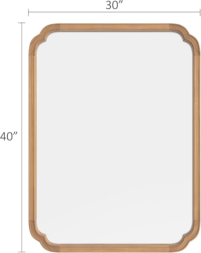 HOMECOOKIN Wood Bathroom Mirrors for Wall Mounted, 30" x 40" Rustic Wood Frame Wall Mirrors Decorative for Living Room or Bedroom Vanity Mirror (DH) A