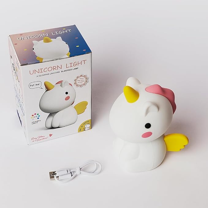 Unicorn Night Light for Adults Kids,Rechargeable Light Table Lamp Bedside Lamp with 7 Colors,LED Dimmable Animal Silicone Sleep Night Lamp Cute Room Decor Night Light for Girls Boys