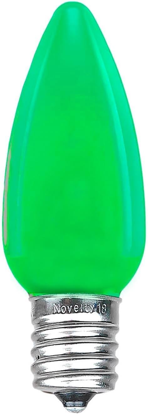 Novelty Lights 25 Feet 25 Light C9 Ceramic Style LED String Lights, Green, Pre-Lamped Holiday Lights on Green Wire, UL Listed Indoor/Outdoor, Connectable End-to-End