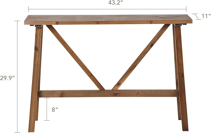 Wnutrees 43" Farmhouse Solid Wood Console Tables, Rustic Hallway Table, Solid Firwood Sofa Table for Entryway, Living Room, Easy Assembly, Natural