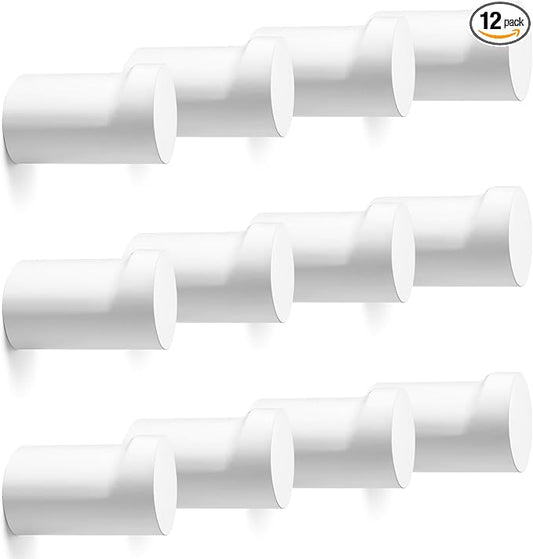 12 Pack Wood Wall Hooks, Modern Decorative Coat Hooks Wall Mounted, Handmade White Hat Hooks Heavy Duty Entryway Wall Hangers for Hanging Towels Robes Purses (White)