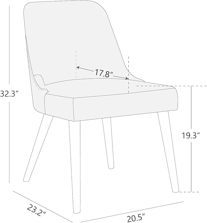 CHITA Mid-Century Modern Dining Chair, Upholstered Fabric Accent Chairs, Set of 2,Performance Fabric in Linen