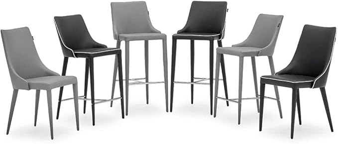 ZURI Jillian Gray Leatherette Dining Chair with Curved Back