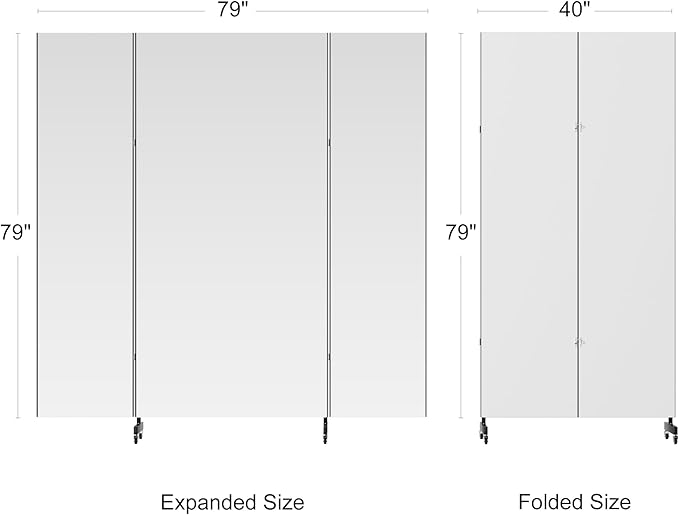 brisafe Full Length Mirror with 360° Wheels, 79"x79" Foldable Floor Mirror with Nano-Tech Shatterproof Film - Ultra-Large Mobile Mirror for Home Gym, Dance Studio & Commercial Spaces (Black)