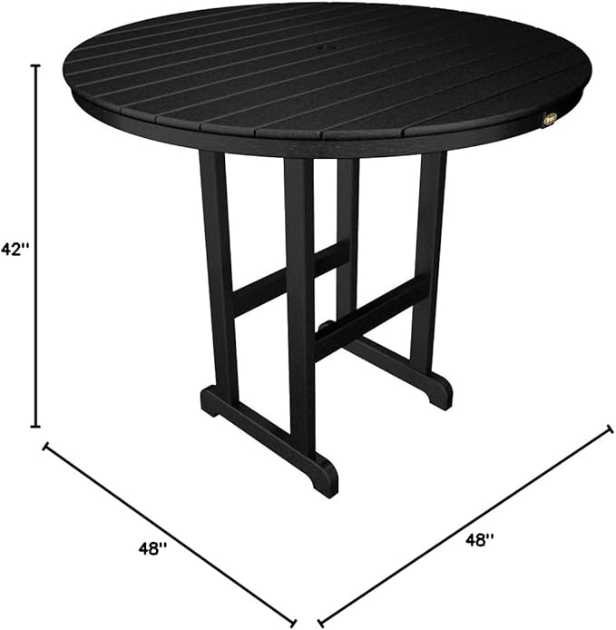 Trex Outdoor Furniture TXRBT248CB Monterey Bay Round Bar Table, 48-Inch, Charcoal Black