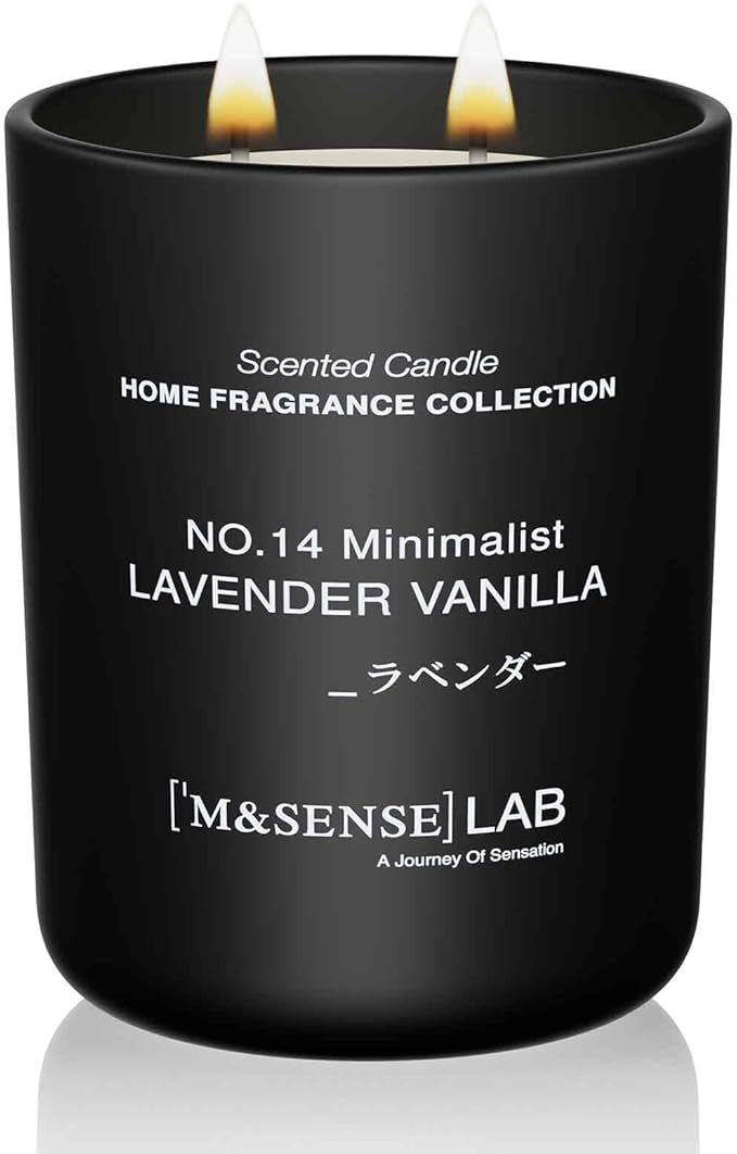 M&SENSE Natural Soy Candle| Lavender Vanilla | 16.6 oz, 95H Burn | Minimalist Christmas Scented Candle for Relaxation, Gifting, Home Décor | for Bedroom, Office, Party Large