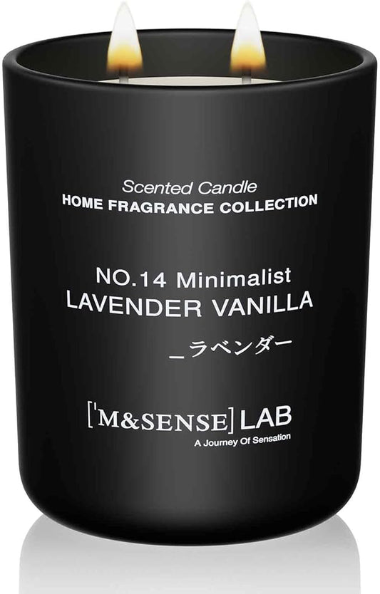 M&SENSE Natural Soy Candle| Lavender Vanilla | 16.6 oz, 95H Burn | Minimalist Christmas Scented Candle for Relaxation, Gifting, Home Décor | for Bedroom, Office, Party Large
