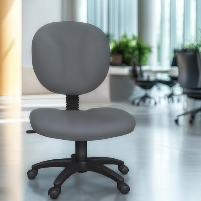 Romig Comfort Series Swivel Fabric Computer Task Chair - Armless - Grey