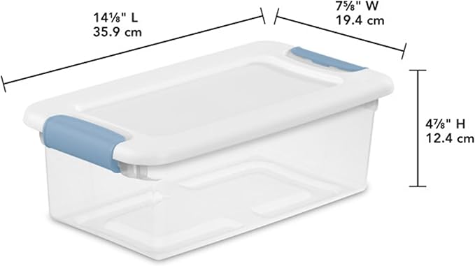 Sterilite 24-Pack Latching Box, Under Bed Storage Bins with Lids, Clear Plastic, 6 Quart - Heavy-Duty Organizing Containers for Closet, Bathroom, and Office