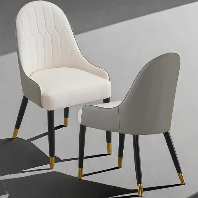 Dining Chairs Set of 2, Modern Faux Leather Dining Metal Legs for Living Kitchen Dining Room