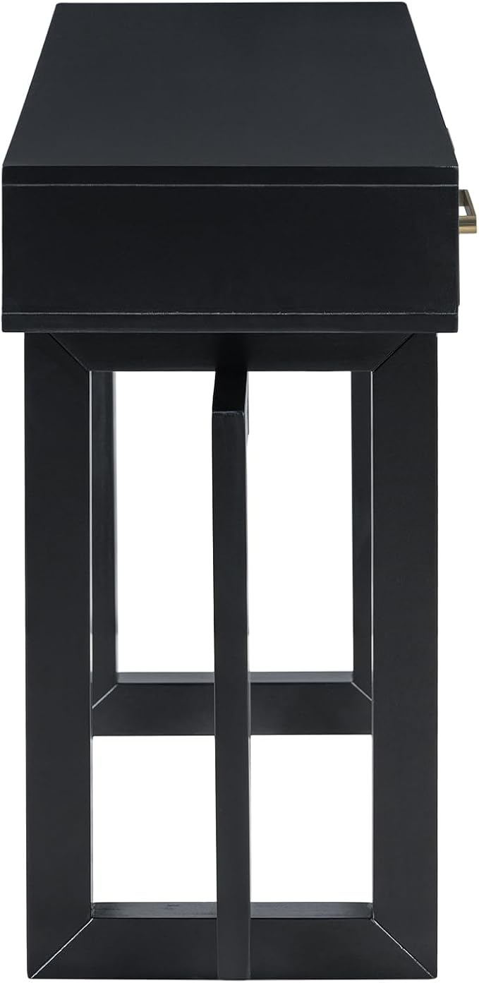 Knocbel Long Console Table with 3 Drawers and Handle, Elegant Entryway Sofa Table End Table with Cross Sled Base for Living Room Foyer, Corridor 15.7" D x 57" W x 30.6" H Black