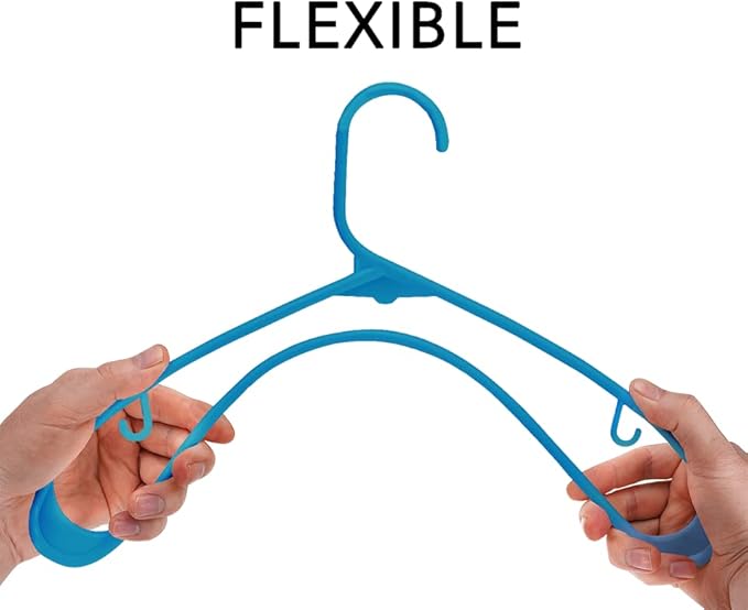 Sharpty Plastic Hangers Clothes Hangers for Clothing, Closet, Coats & Shirts - Durable, Thick, Tough & Space Saving - for Everyday Standard Use, Room Essentials & Basics - 60 Pack - Blue