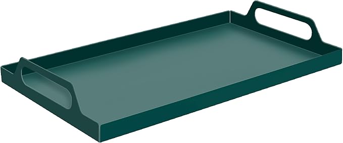 VANRA Metal Serving Tray Portable Bed Tray with Handles for Coffee Table, Living Room, Kitchen and Bathroom (Black Green)