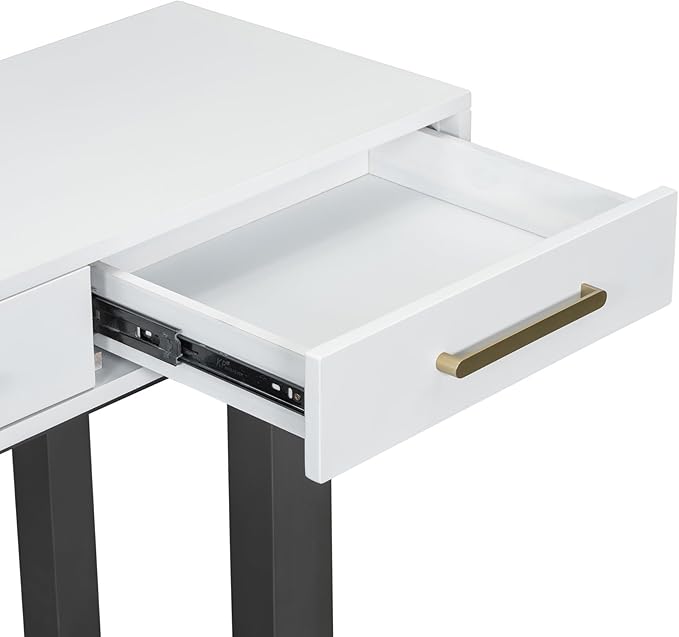 57” Console Sofa Table with 3 Storage Drawers, Modern Long Narrow Behind Couch Furniture for Living Room, Entryway, Foyer, Entrance, Hallway, Front Door, Corridor, Grey and White