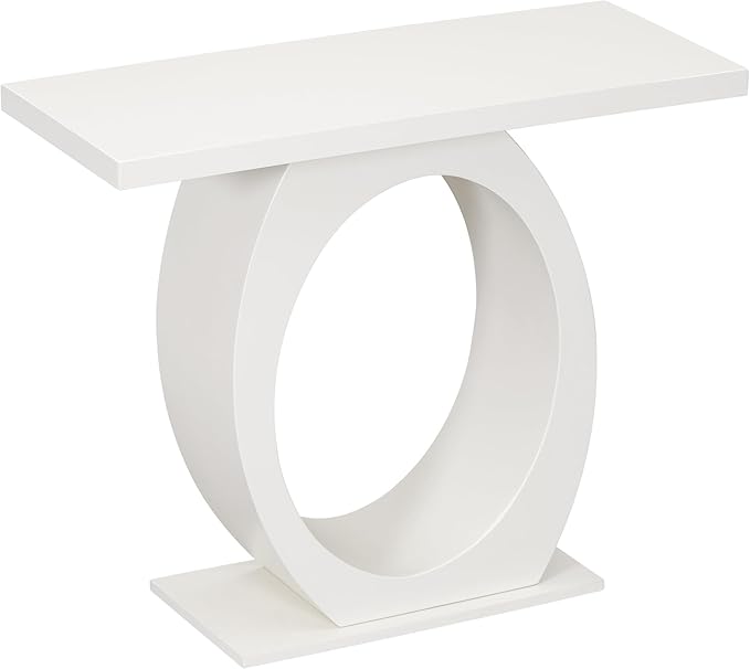 Modern Accent Table 39.4-Inch Wooden Entryway Console Table with Egg-Shaped Base for Living Room Bedroom Hallway Furniture, Beige