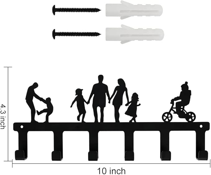 Myartte Zinc Alloy Key Organizer Rack with Screws and Stickers - Wall Decorative Key Hooks for Entryway, Kitchen, Bedroom