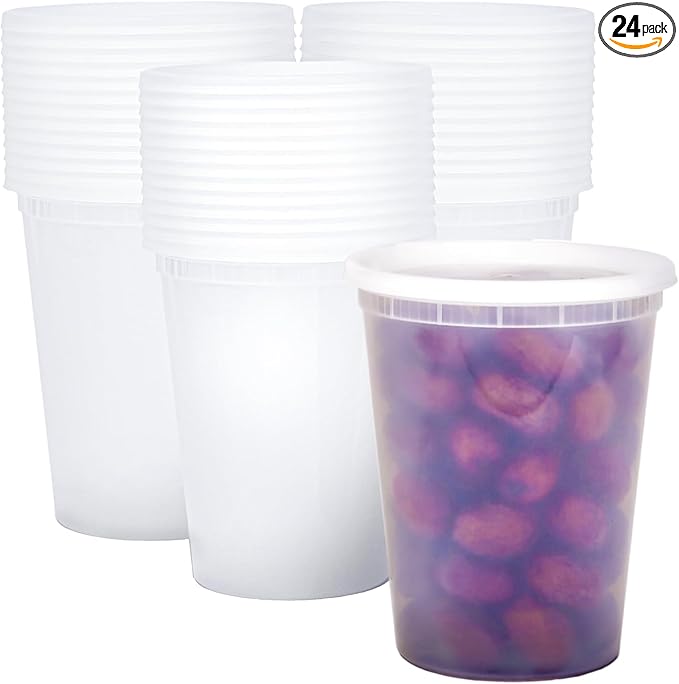 EASYTRIP [24 sets] 32oz Deli Containers with Lids，Food Storage Container with airtight lid，Plastic Soup Containers with Lids Meal Prep/BPA Free/Freezer Safe/Dishwasher Safe/Microwave Safe/Stackable