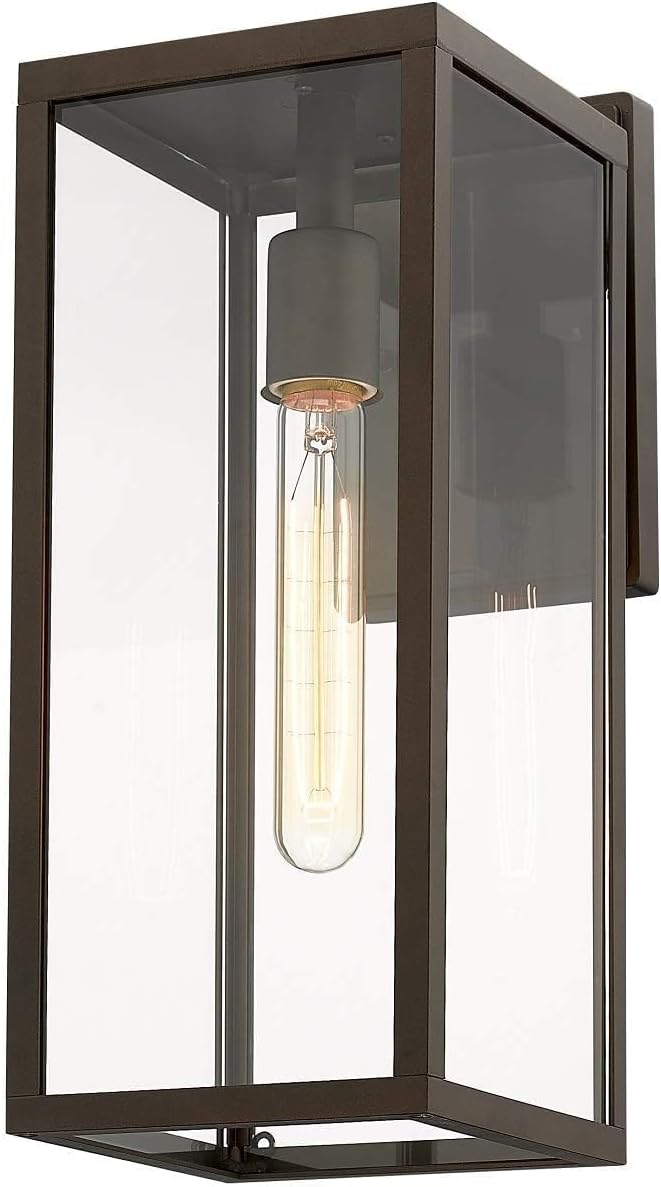 Bestshared Outdoor Wall Sconce Lights,Exterior Wall Lighting Fixtures with Clear Glass, Anti-Rust Modern Black Outside Lantern Lamp for House Front Porch Doorway Patio (Oil Rubbed Bronze, 15"-1 Pack)