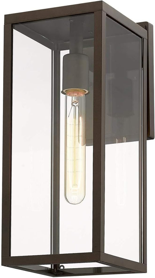 Bestshared Outdoor Wall Sconce Lights,Exterior Wall Lighting Fixtures with Clear Glass, Anti-Rust Modern Black Outside Lantern Lamp for House Front Porch Doorway Patio (Oil Rubbed Bronze, 15"-1 Pack)