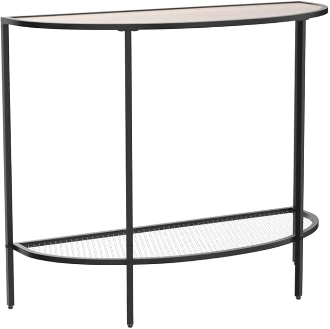SAYGOER Entryway Table 2 Tier Small Console Table with Storage Half Moon Sofa Couch Table Mid Century Modern Narrow Entry Way Tables, 36.22" D x 11.8" W x 31.5" H, Easy Assembly, Dark Walnut