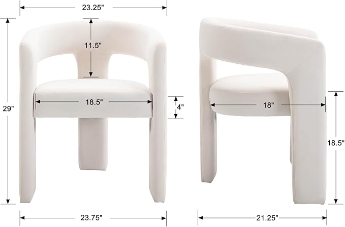 Modern Barrel Dining Chairs Set of 2, Velvet Upholstered Accent Side Chair with Arms Comfy Makeup Vanity Chairs, Dining Living Room Kitchen Chairs, Beige