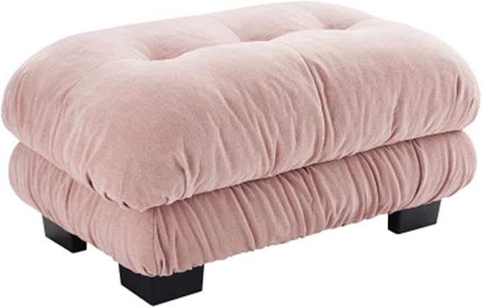 94.4" Loveseat Sofa, 2 Seater Modular Sectional Sofa, Pink Large U Shaped Sectional Couches, Fluffy Chenille Cloud Couch with Ottoman, Deep Seat for Living Room