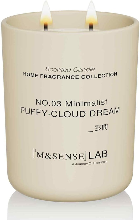 M&SENSE Natural Soy Candle| Puffy-Cloud Dream | 16.6 oz, 95H Burn | Minimalist Christmas Scented Candle for Relaxation, Gifting, Home Décor | for Bedroom, Office, Party Large