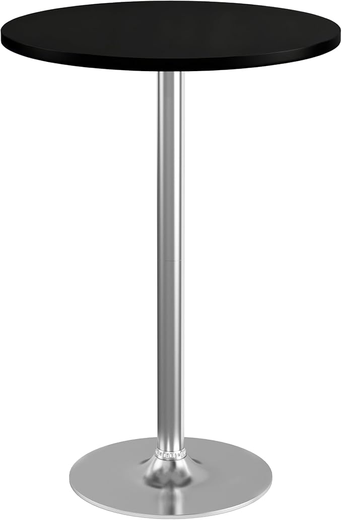 Homall Round Dining Table Bistro Pub 23.8 x 39.5 Inches Bar Table for Kitchen, Dining Room (1, Black-Silver)