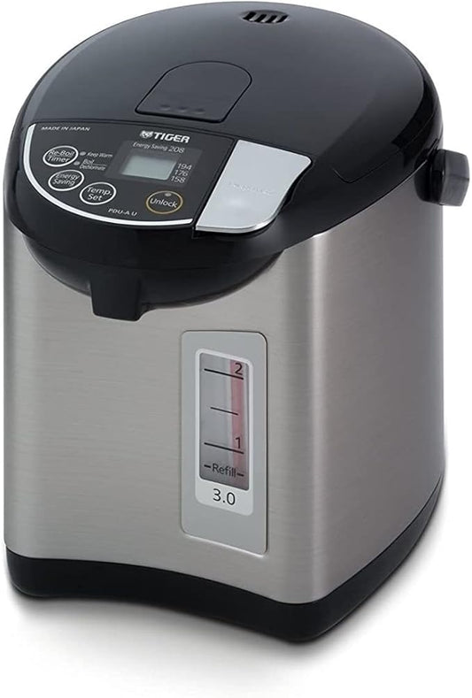 Tiger PDU-A30U-K Electric Hot Water Boiler and Warmer, Stainless Black, 3-Liter
