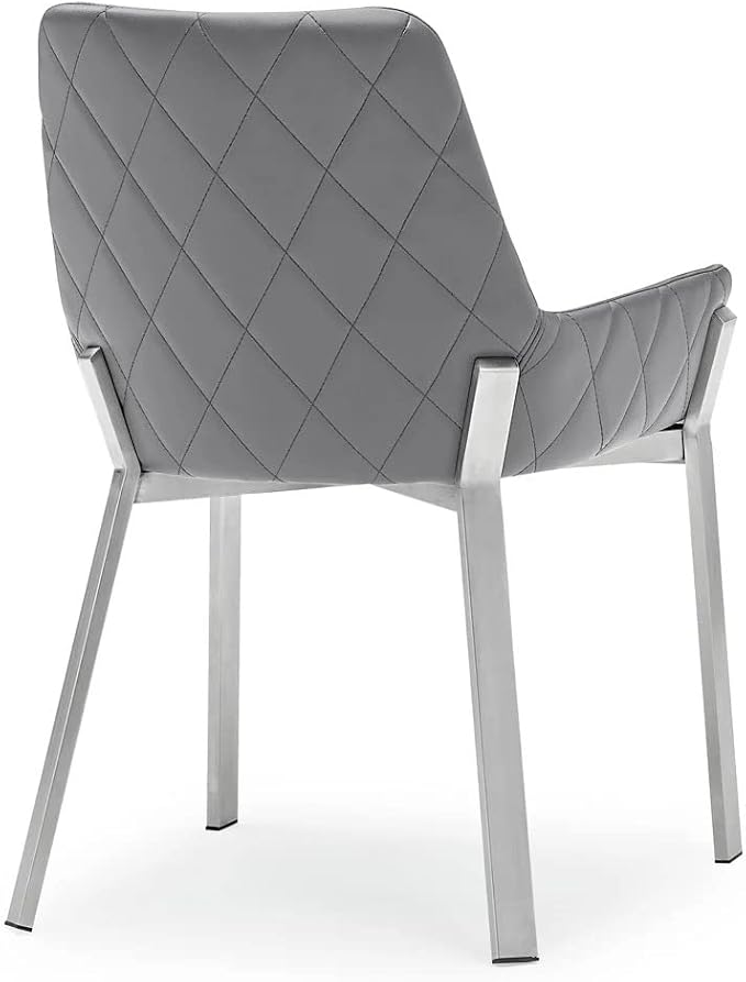 ZURI Sydney Gray Leatherette Dining Chair with Brushed Stainless Steel Legs