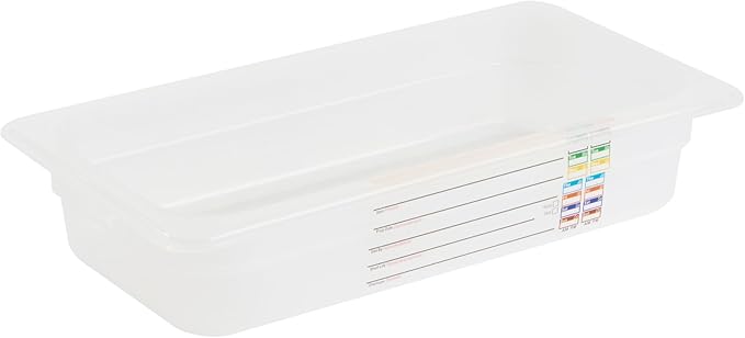 Restaurantware Food Pans Pack of 10 Plastic Rectangle Food Containers 1/3 Size with Traceability Label, Storage Containers Dishwashable Hot Cold Friendly for Restaurants Buffet Commercial Use
