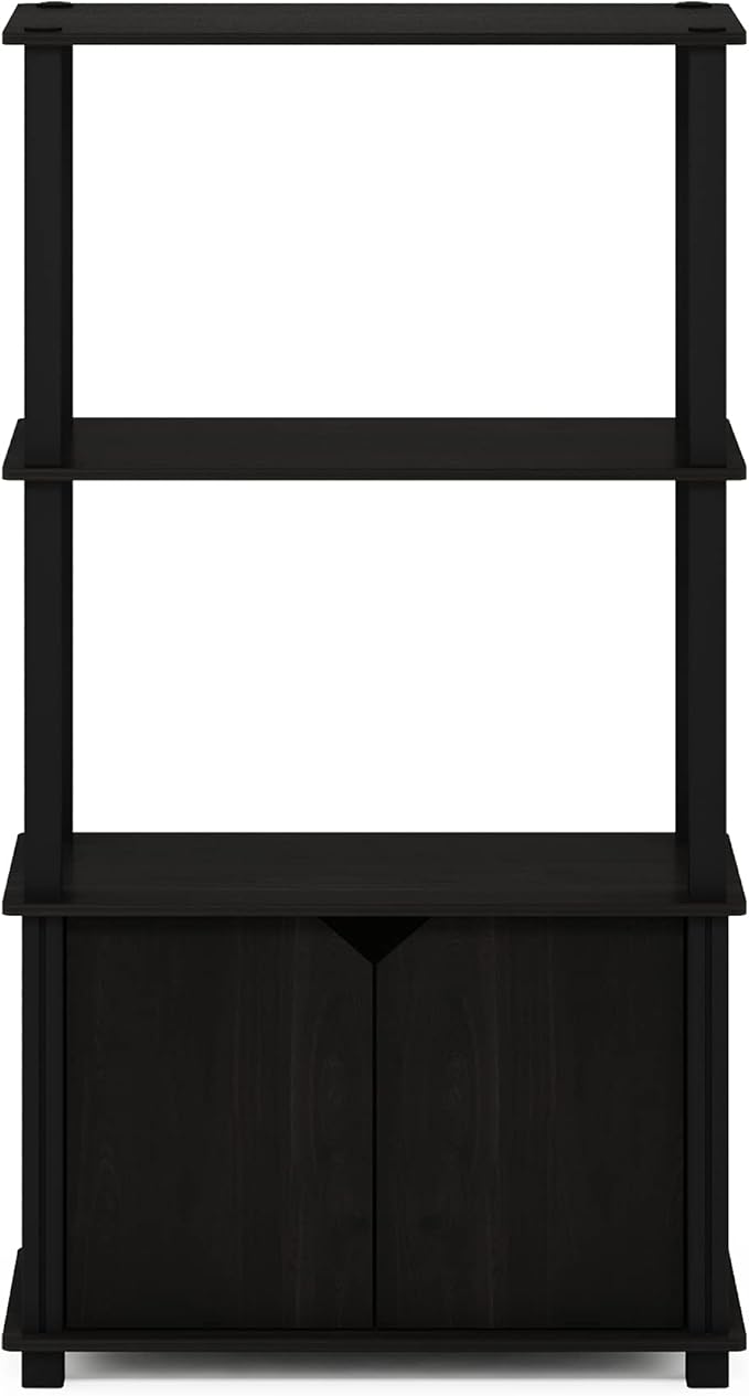 Furinno Brahms 4-Tier Multipurpose Bookcase/Bookshelf/Display Shelf/Display Rack with Door, Espresso/Black