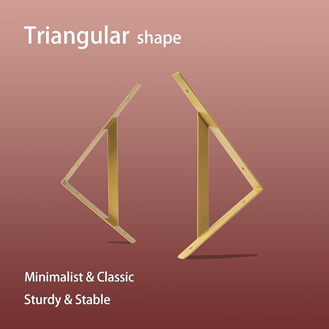 DINZI LVJ Long Wall Shelves, Set of 4, 47.3" Wall Mounted Shelves, Large Floating Shelves for Storage with Metal Brackets, for Living Room, Bathroom, Bedroom, Kitchen, White and Gold