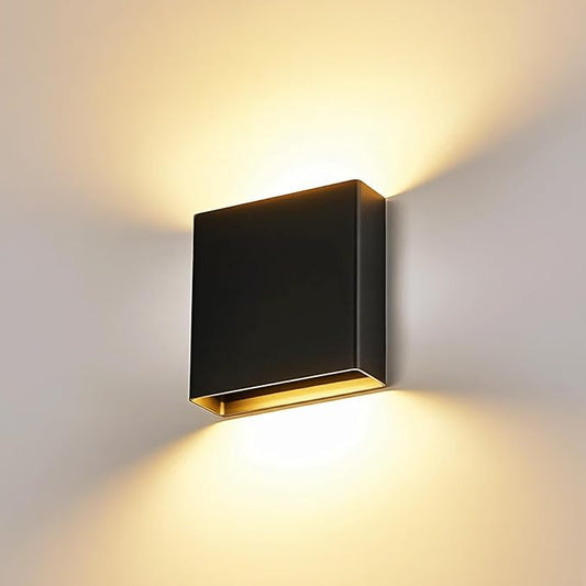 Indoor Outdoor Wall Light, 5%-100% Dimmable, 5 Color Temperature Selectable (2700K-5000K), Modern Wall Sconce for Living Room Porch, IP65 Waterproof, 120-277V, CRI90+, ETL FCC Certified