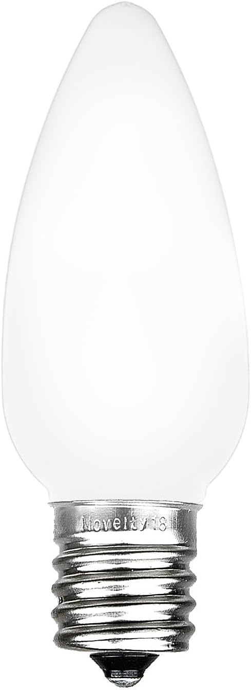 Novelty Lights 25 Feet 25 Light C9 Ceramic Style LED String Lights, Pure White, Pre-Lamped Holiday Lights on Green Wire, UL Listed Indoor/Outdoor, Connectable End-to-End