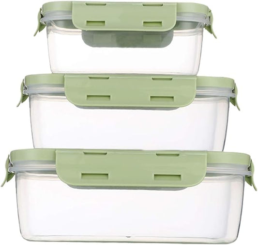 Food Containers Set with Lids Airtight - Plastic Lunch Bento Boxes - Meal Prep Containers, Microwave, Dishwasher, and Freezer Safe (Green)