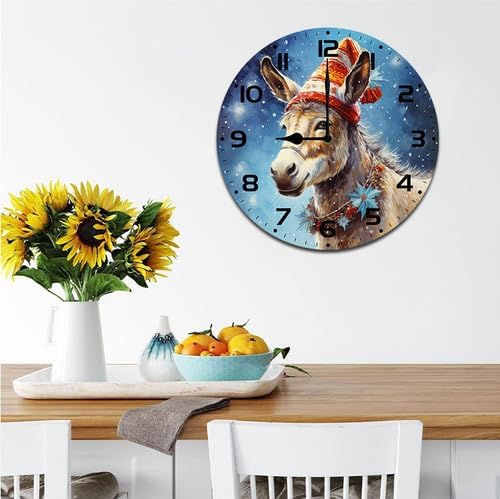 Donkey Wall Clock Large Silent Non-Ticking Battery Operated Modern Clocks for Living Room Decor/Bedroom/Office (10x10 in)