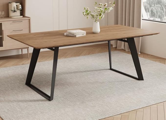 ZckyCine 51"-67" Expandable Mid-Century Modern Dining Table Wood Extendable Table for 4-6 People Space Saving Kitchen & Small Apartment Furniture Only Table (Walnut)