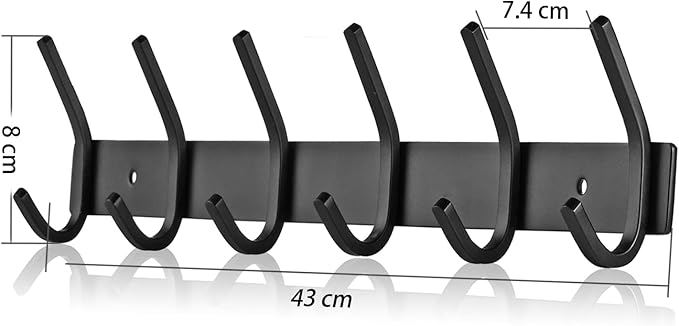 FANYITY 2 Pack Black Coat Rack Wall Mount, Entryway Coat Hanger Wall Mounted with 6 Double Dual Hooks for Purse Jacket Hat
