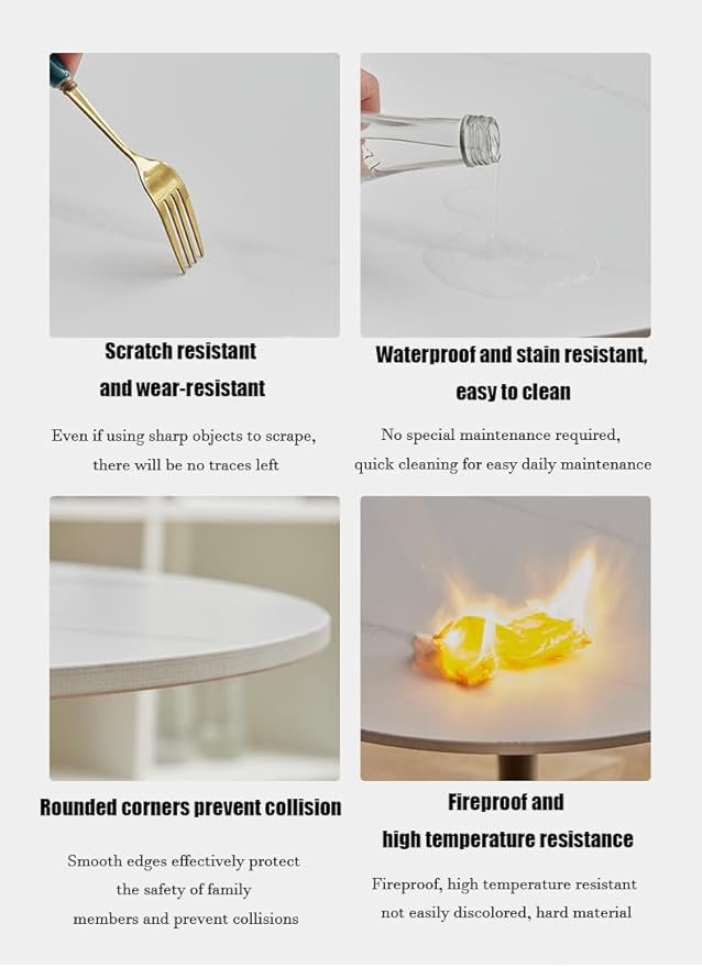 24" Tulip Table for 2-3 Persons Mid-Century Kitchen Table Faux Marble Modern Round Dining Tables Wood MDF Top Steel Base Small for Living Room Balcony Leisure(White, 23.6")