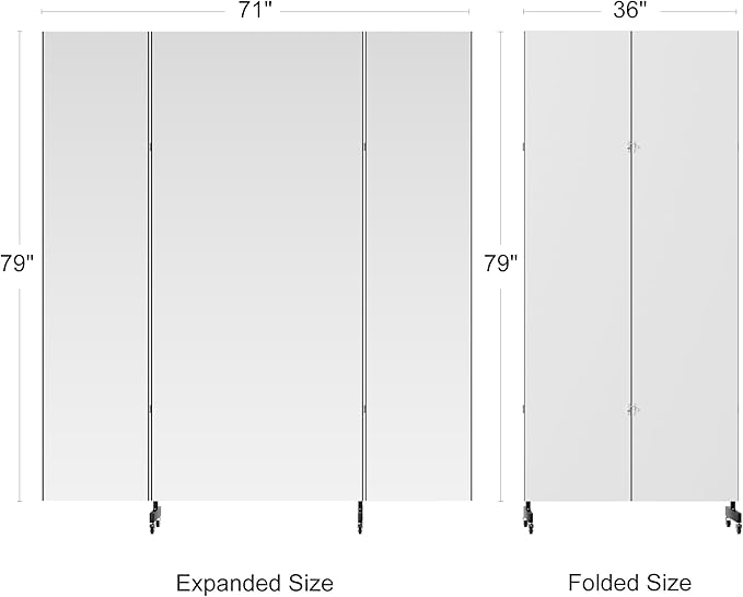 brisafe Full Length Mirror with 360° Wheels, 71"x79" Foldable Floor Mirror with Nano-Tech Shatterproof Film - Ultra-Large Mobile Mirror for Home Gym, Dance Studio & Commercial Spaces (Black)