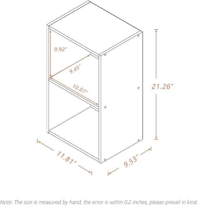 Basic Open Shelf Bookcase - 2-Tier Small Tiny Wooden Cube Storage Shelves Split Bookshelf, White
