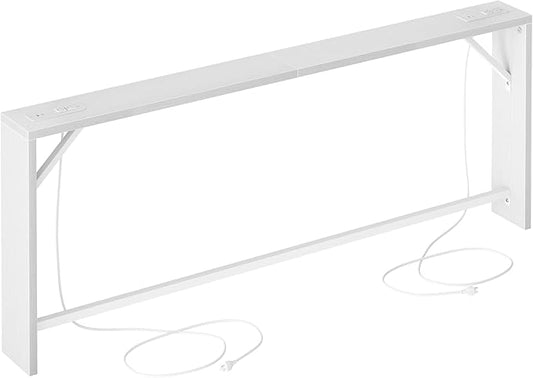 TIQLAB Sofa Table, 79 inch (1.2'' Thickness) Long Console Table Behind Couch, Narrow Entryway Table with Angled Metal Frame, Industrial Console Table, White