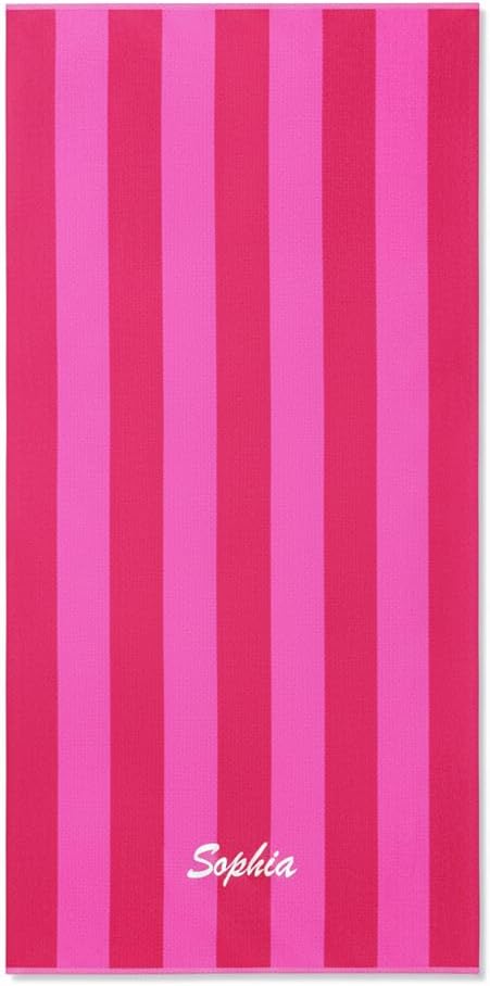 Kaufman - Personalized Velour Beach and Pool Towel 100% Cotton 30in X 60in Solid Color Bath Towel Embroidered (Pink/Coral)