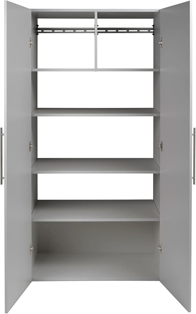 Prepac HangUps Large Storage Cabinet - Immaculate Light Gray 36" Cabinet with Storage Shelves and Doors; Ideal for Bin and General Storage Solutions