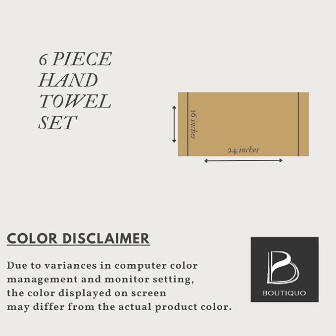 BOUTIQUO Ultra Soft Cotton 6 -Piece Hand Towel Set 16x24 Inch, Ideal for use in Bathroom, Kitchen, Gym, Spa & General Cleaning, Compact & Lightweight Multi Purpose Hand Towels - Sea Green