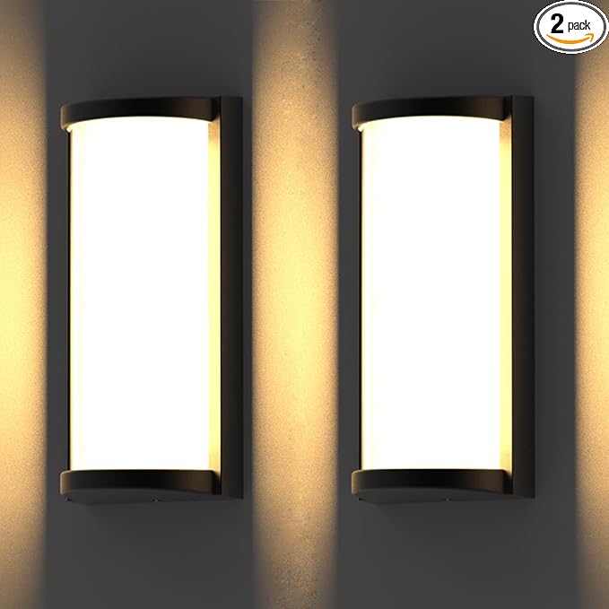 Sytmhoe Modern Exterior Wall Lights, 2Packs 3000k Outdoor Light Fixtures,LED Wall Mounted Lamps,Matte Black Porch&Patio Light for House,IP65 Waterproof for Garage Hallway Stairs Gardens(2packs)